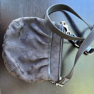 Coach Crossbody Bag Black Signature C w/ black patent leather trim